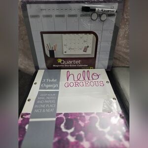 Quartet Magnetic Dry-Erase Calendar with 3 Pocket Organizer